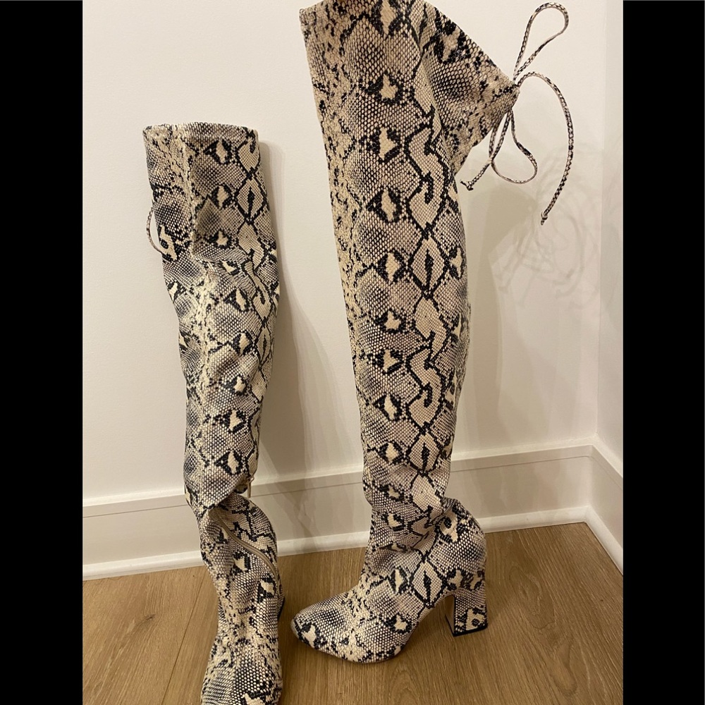 Unisa Snake Print Boots - Size 10